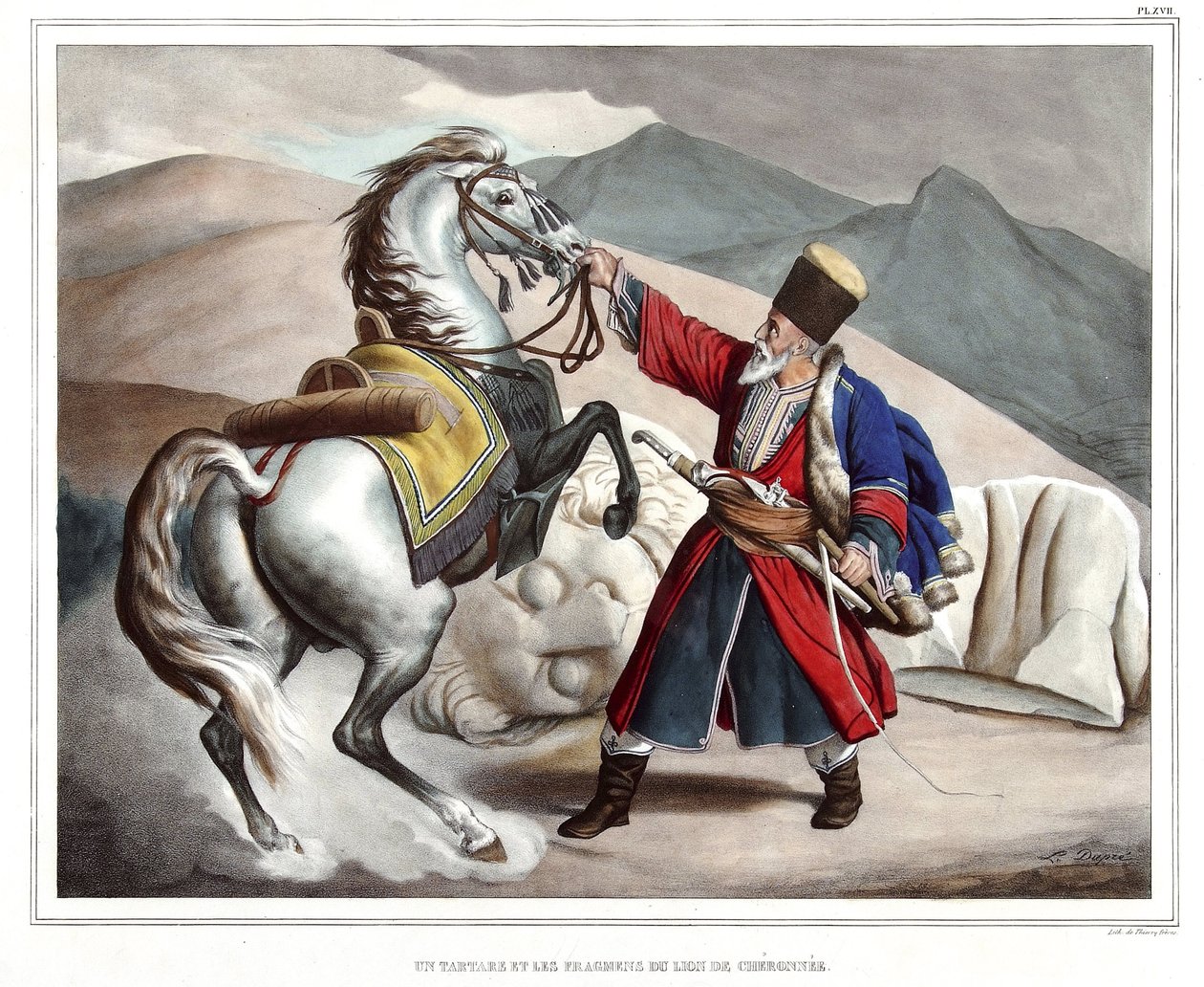 Bir tartar ve Cheronnee aslanının parçaları. "" Atina ve Konstantinopolis