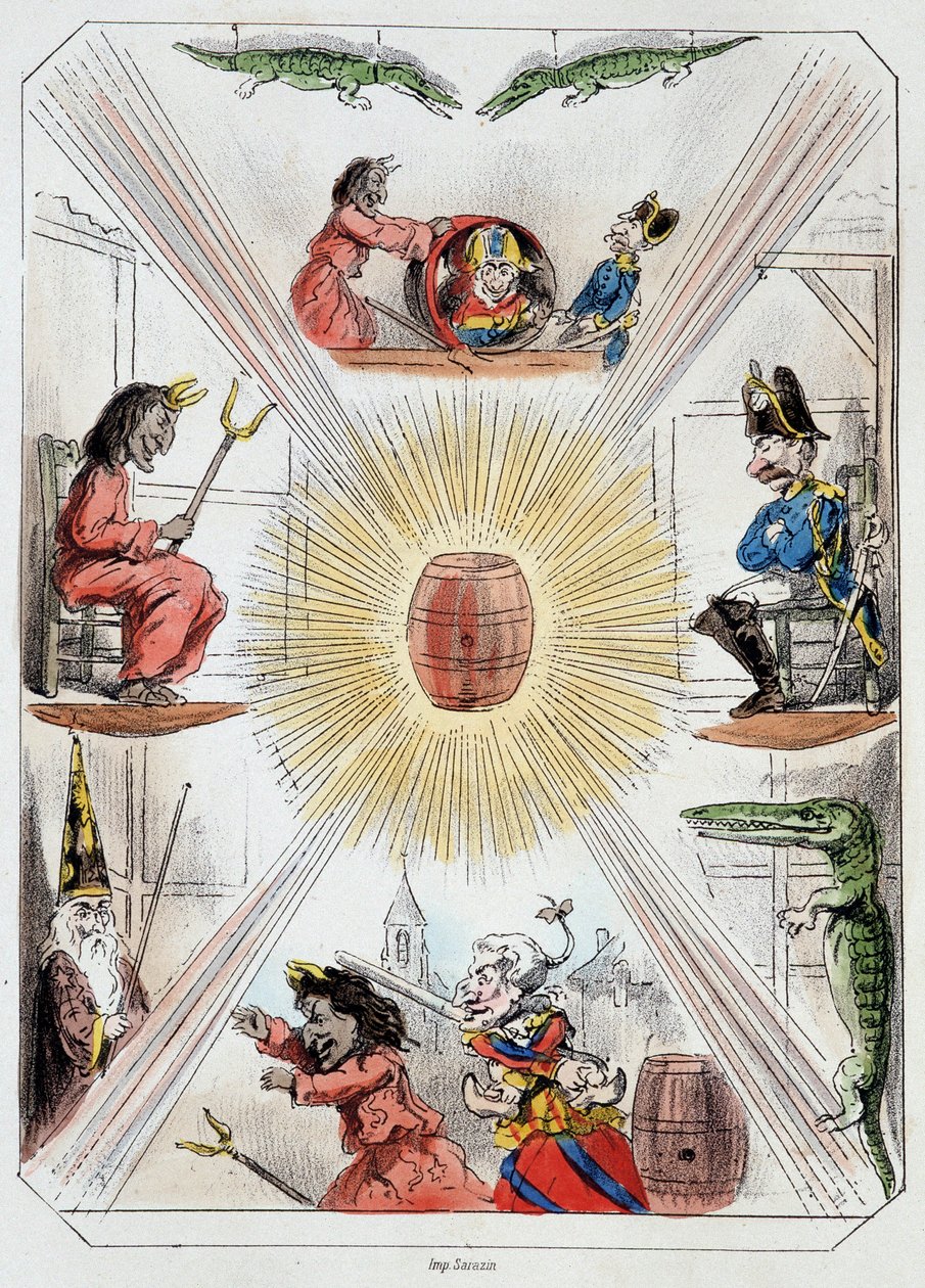 Le tonneau - Litografi, Theatre des marionnettes du jardin des Tuileries