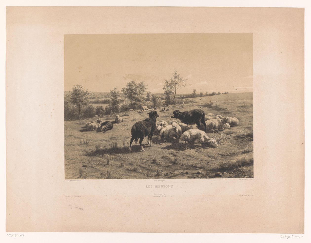 Bir çayırda koyun Les moutons (nesne üzerindeki başlık) by Louis Emmanuel Soulange Teissier
