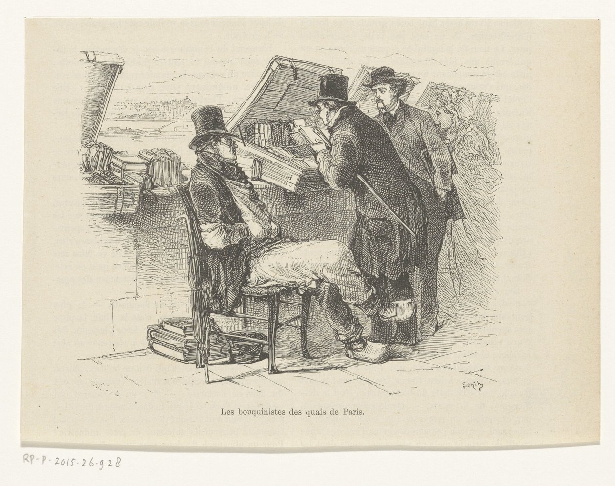 Paris'te bir rıhtımda kitapçı Les bouquinistes des quais de Paris (nesnenin başlığı) by Louis Ernest Lesage