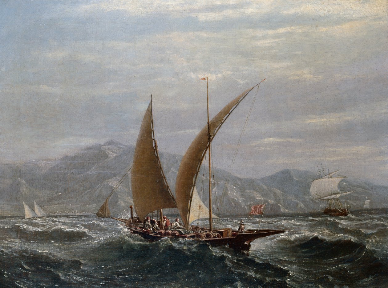 Bir Akdeniz Tartanı (tuval üzerine yağlı boya) by Louis Eugene Gabriel Isabey