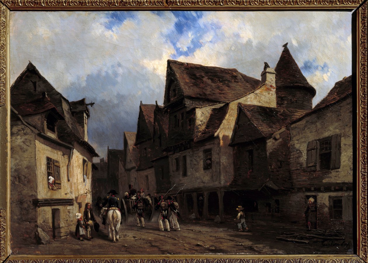 Breton köyü sokak boyama Louis Gabriel Eugene Isabey (1803-1886) 19. yüzyıl Orleans, Güzel Sanatlar Müzesi by Louis Eugene Gabriel Isabey
