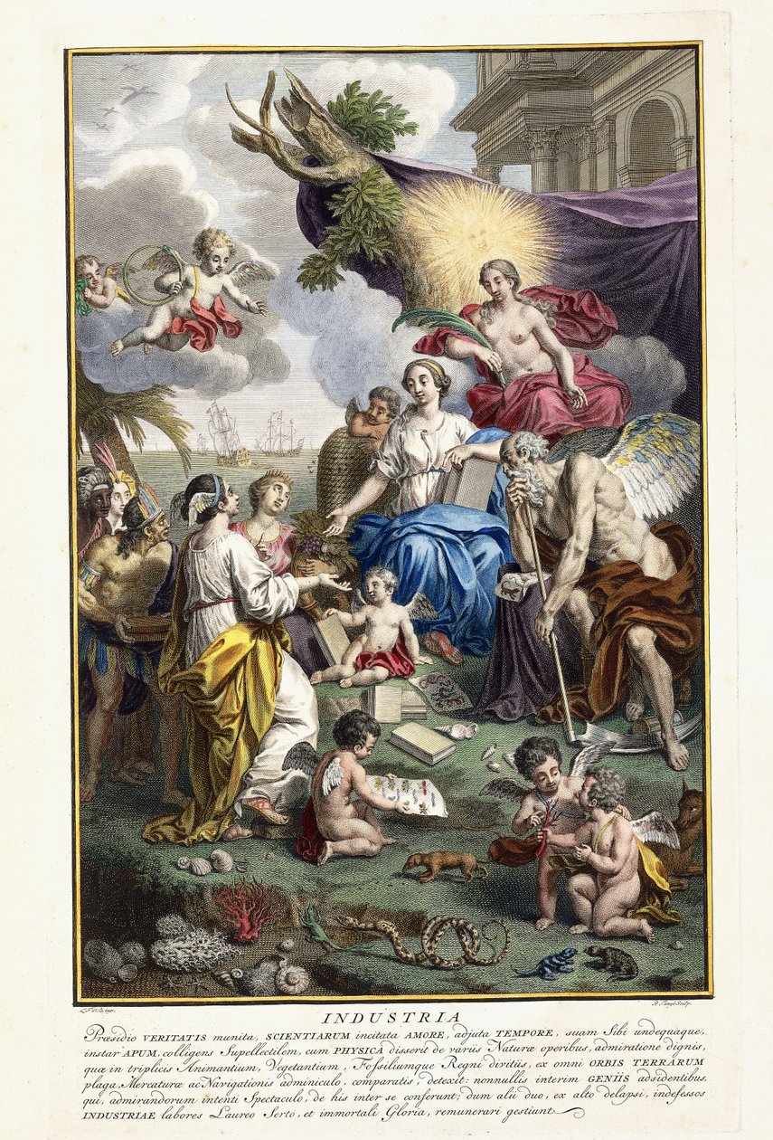 Sanayi, "Doğal Hazinelerin En Doğru Tanımı" ndan Frontispiece, 1734-1765 by Louis Fabricius Dubourg