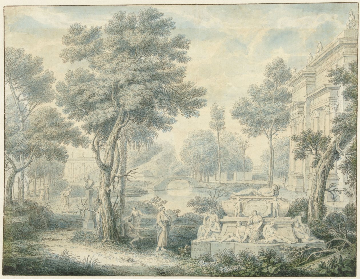 Bir mezar ile Arcadian manzara by Louis Fabritius Dubourg