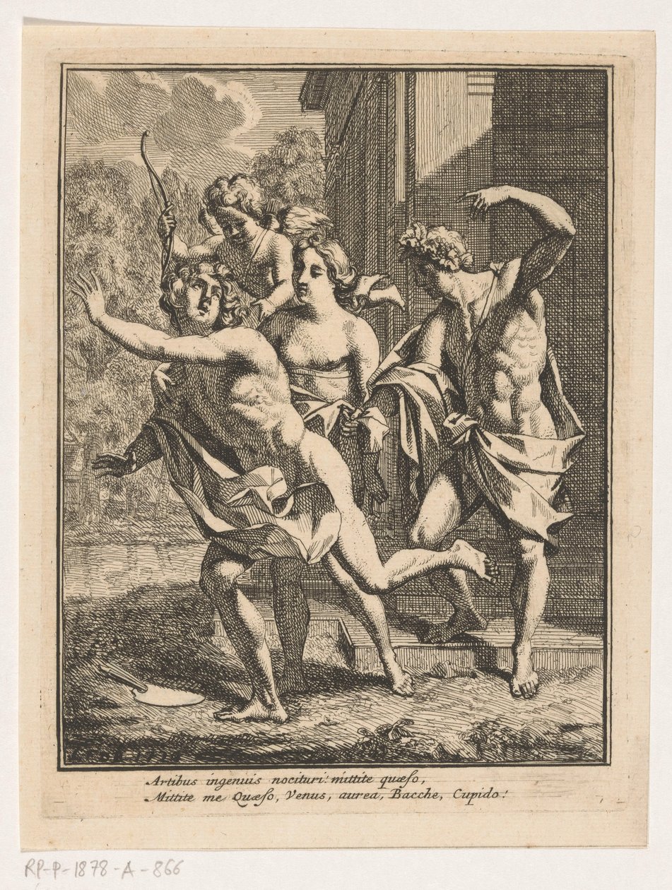 Genç bir adam Bacchus, Venüs ve Amor