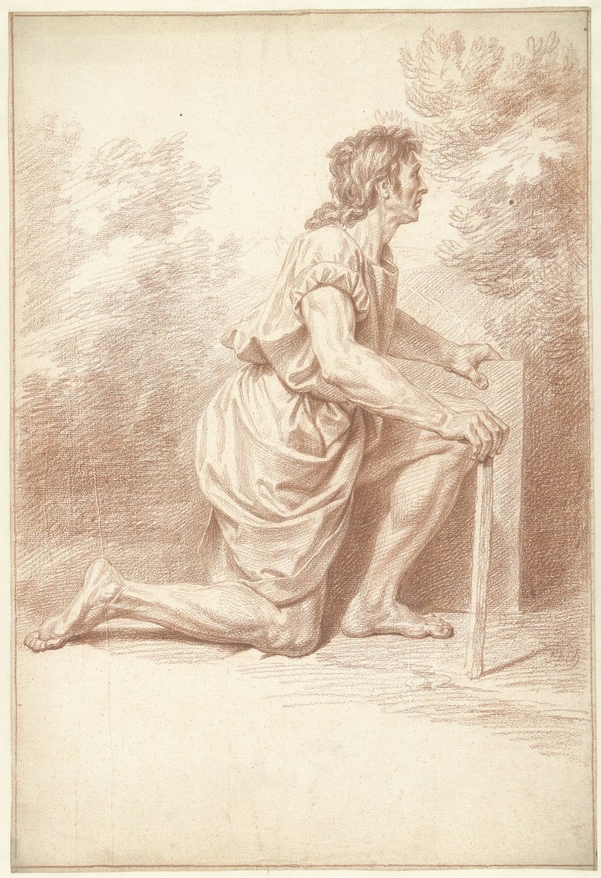 Sağda diz çökmüş adam by Louis Fabritius Dubourg
