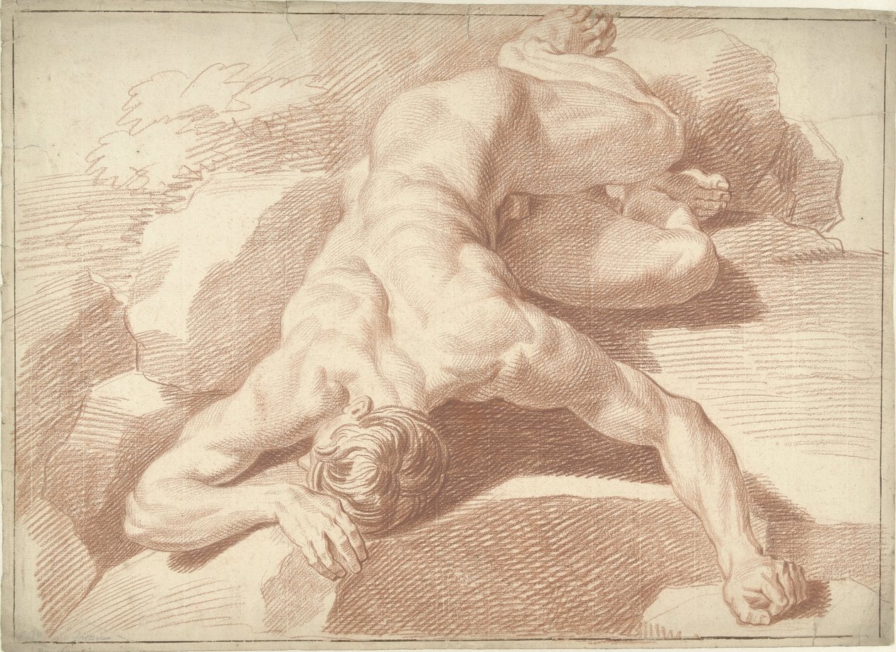 Erkek Çıplak, Karnına Yatarken, Kısaltılmış by Louis Fabritius Dubourg