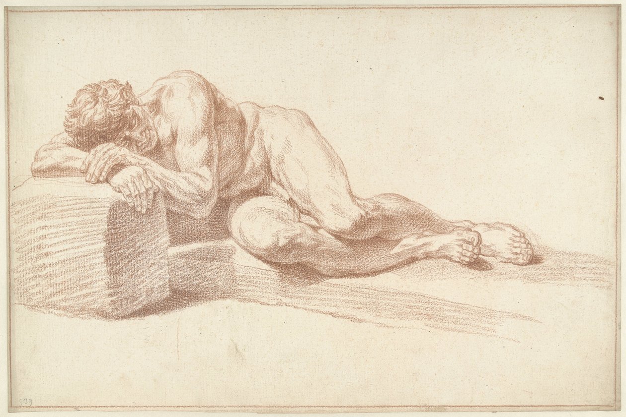 Erkek çıplak, yan yatmış, sola dönük by Louis Fabritius Dubourg