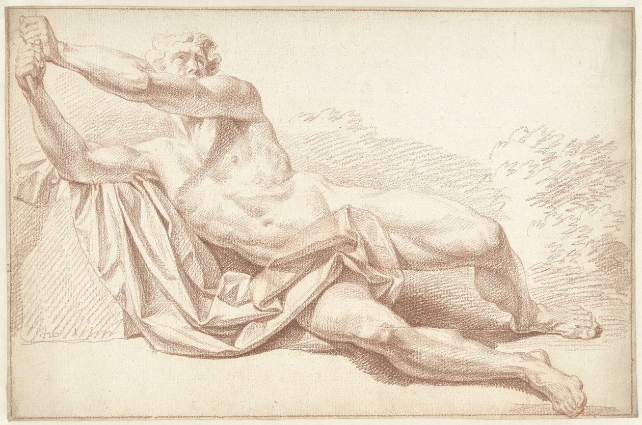Erkek çıplak, yan yatmış, sola dönük by Louis Fabritius Dubourg