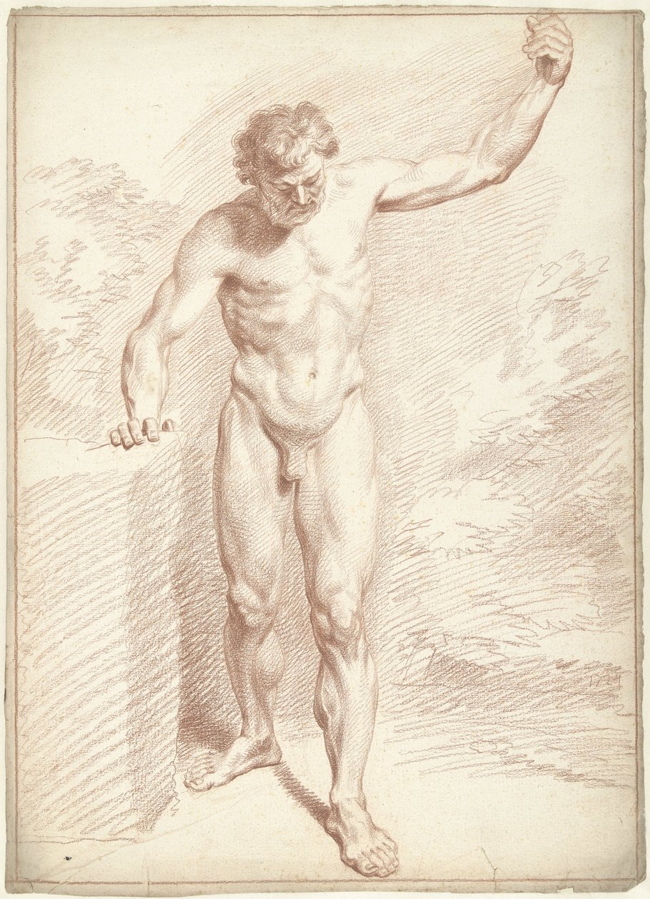Erkek çıplak, ayakta, sol kol kaldırılmış by Louis Fabritius Dubourg