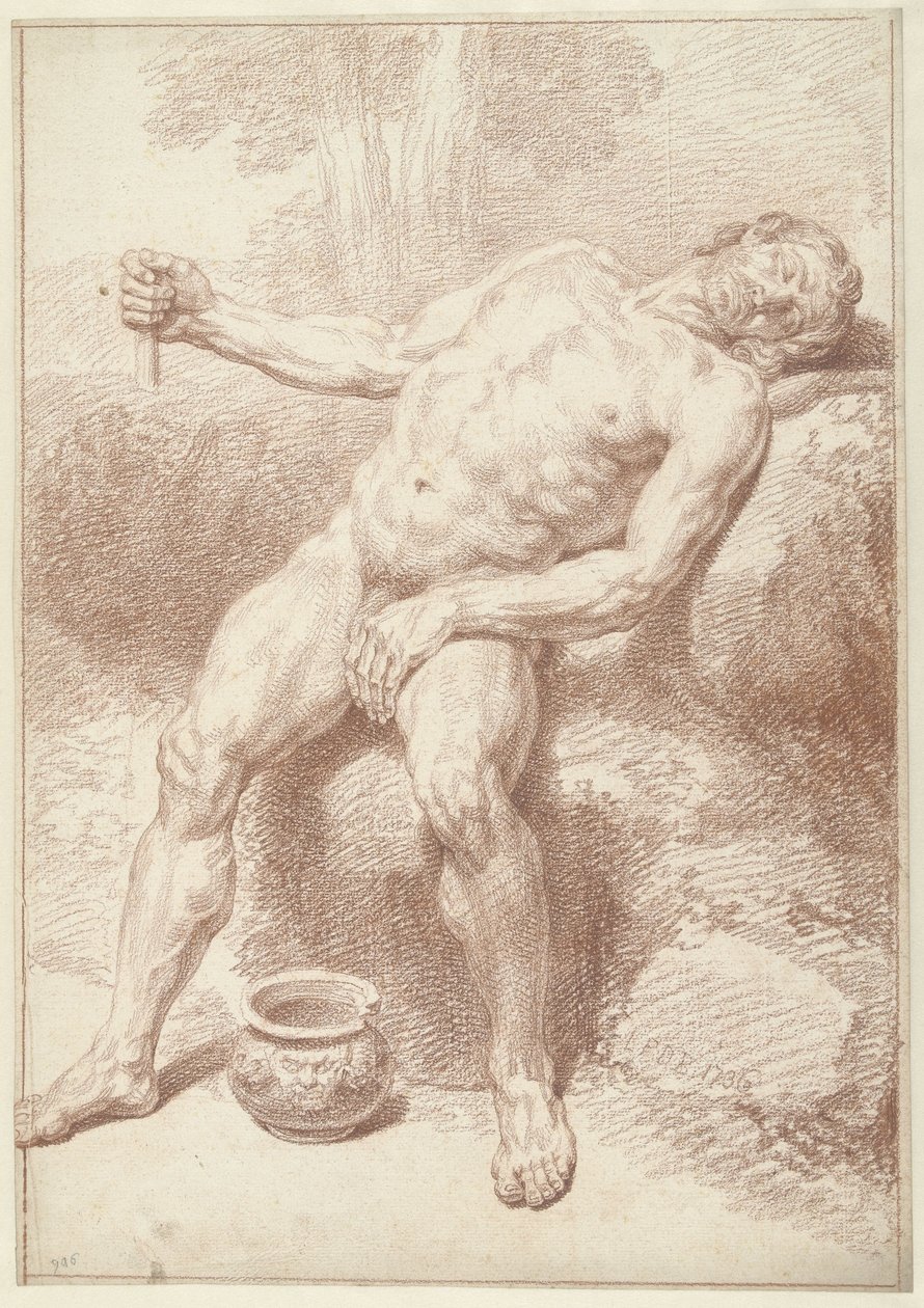Erkek Çıplak, Oturma, Yatıyor by Louis Fabritius Dubourg