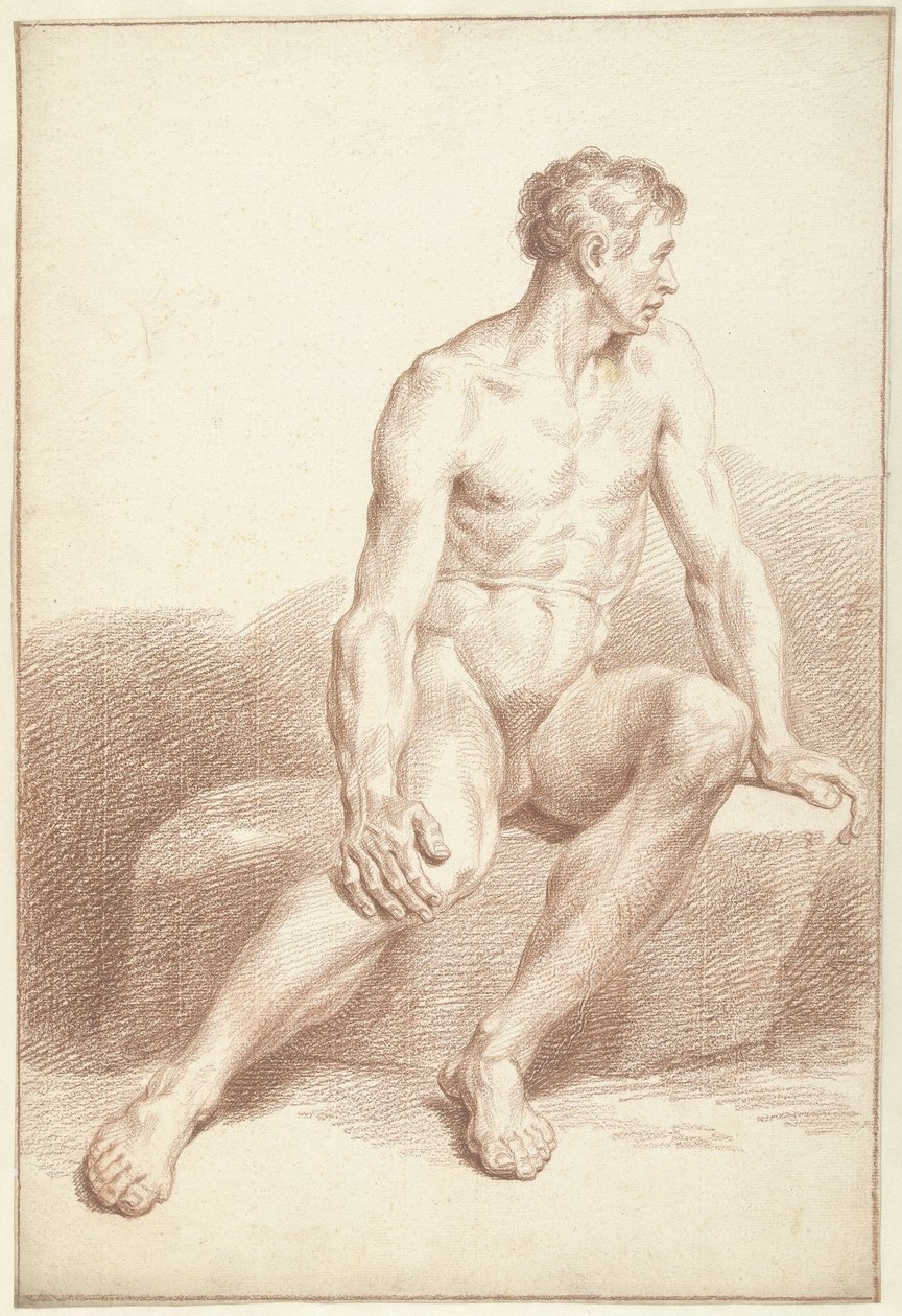 Erkek çıplak, oturuyor, sağa dönük by Louis Fabritius Dubourg