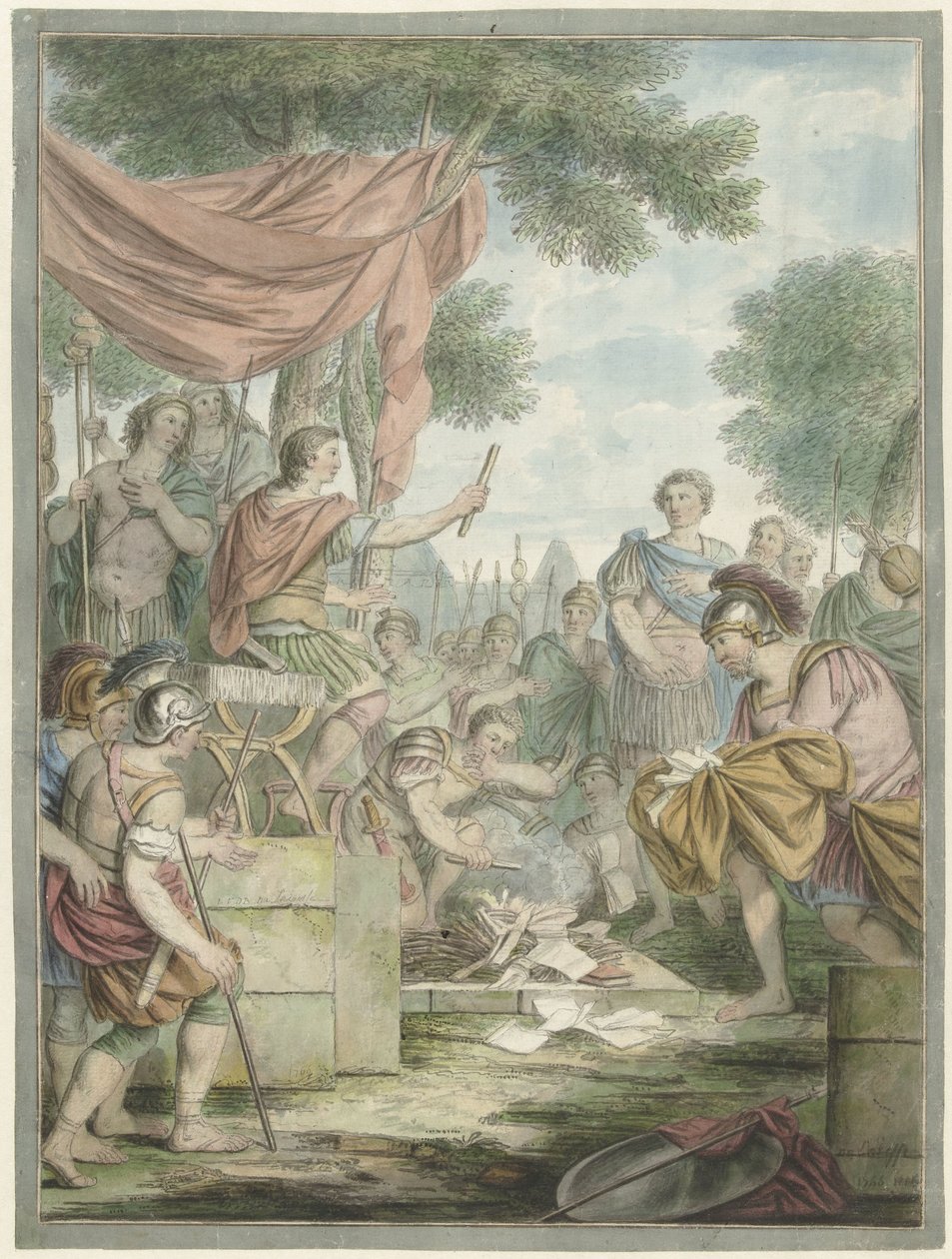 Pompey, Sertorius'un mektuplarını yaktı by Louis Fabritius Dubourg