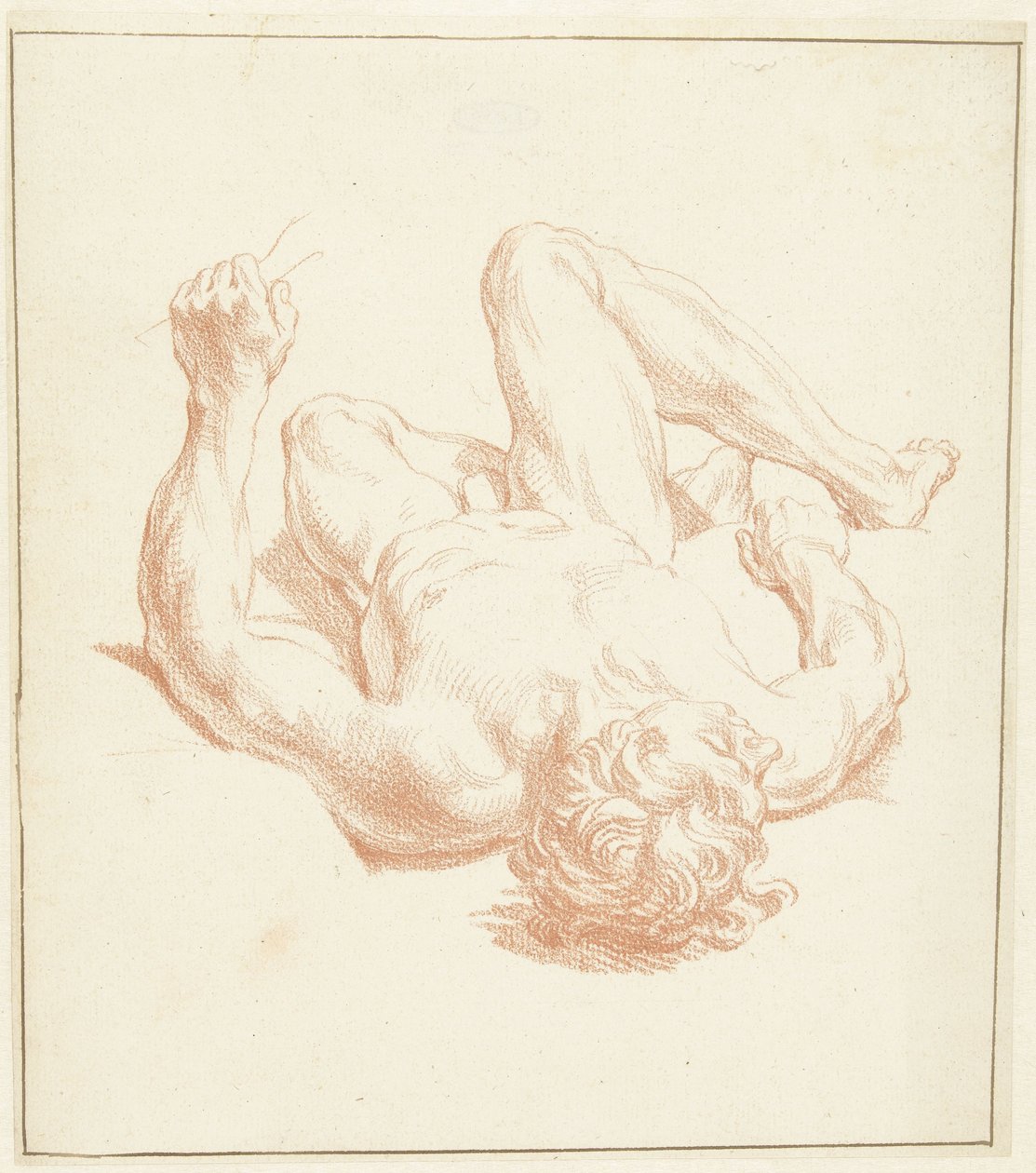 Kısaltılmış biçimde sırt üstü yatan çıplak bir erkek çalışması by Louis Fabritius Dubourg