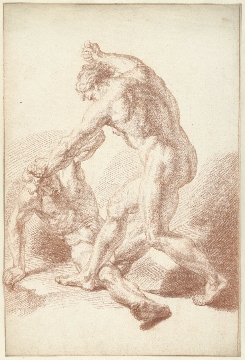 iki çıplak adam kavga ediyor by Louis Fabritius Dubourg