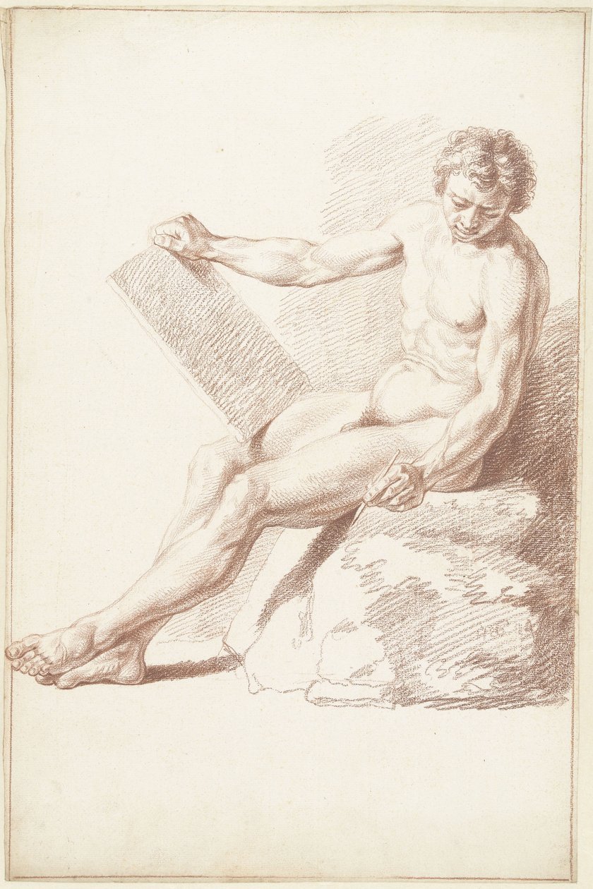 Akademide ressam olarak çıplak oturmak by Louis Fabritius Dubourg