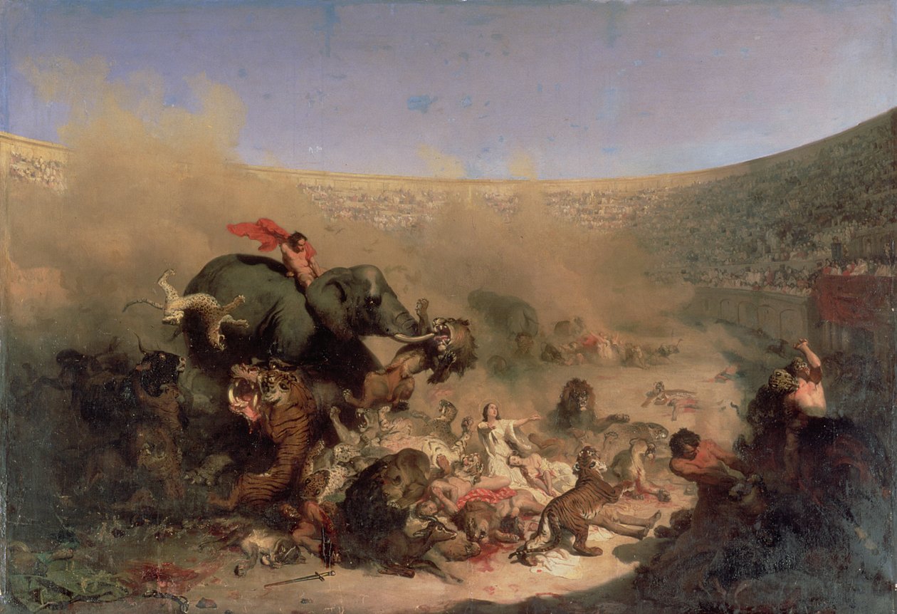 Romalılar Tarafından Canavarlara Atılan Hristiyanlar by Louis Felix Leullier