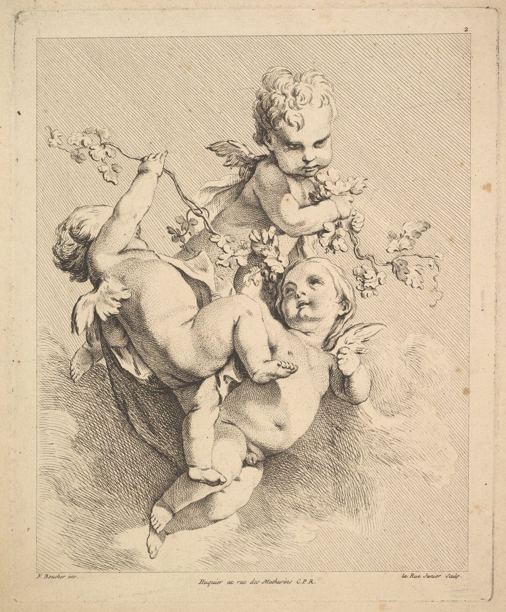 Asma Dallarıyla Oynayan Üç Aşk Tanrısı. by Louis Felix de la Rue