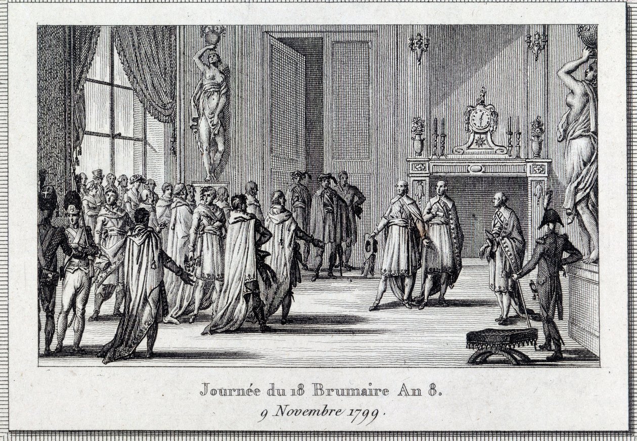 Consulate: “” Napoleon Bonaparte (1769-1821) at the meeting of Saint Cloud on the 18 brumaire (9/11/1799)” The Coup d