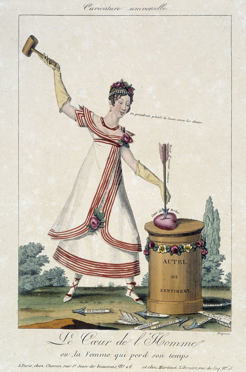 Aşk üzerine karikatür: "Zamanını kaybeden erkeğin ya da kadının kalbi" - Carnavalet by Louis François Charon
