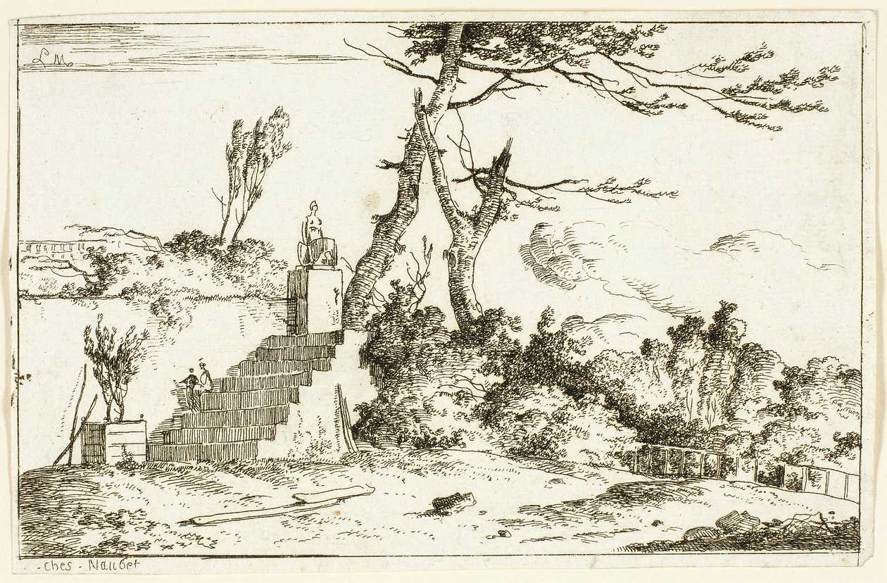 Klasik Heykelli Peyzaj by Louis Gabriel Moreau