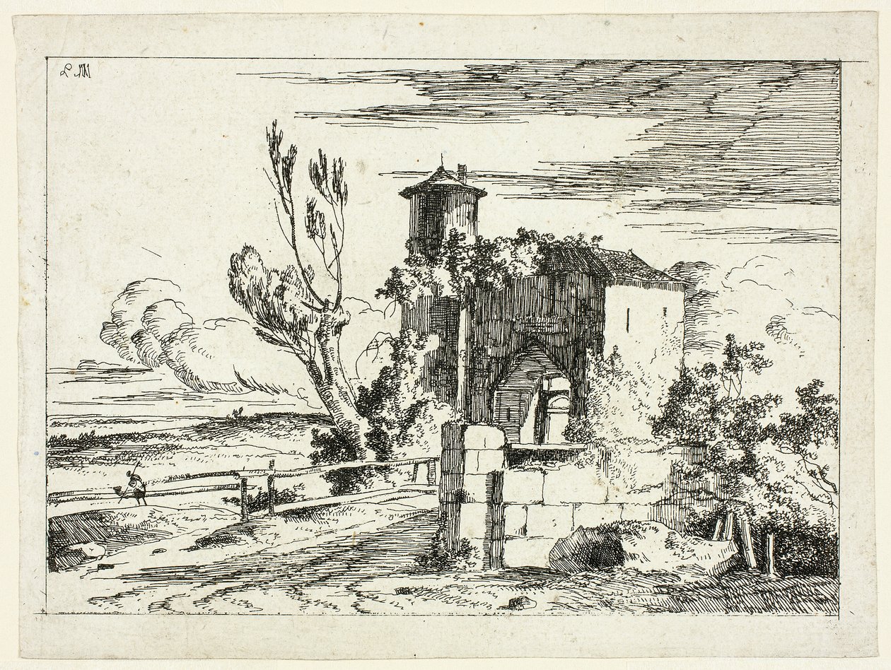 Eski Ağ Geçidi ile Manzara by Louis Gabriel Moreau