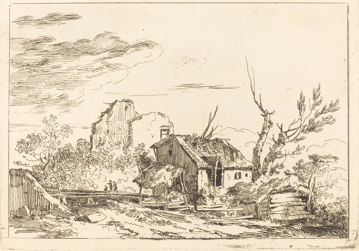 Köprüdeki Kulübe by Louis Gabriel Moreau the Elder