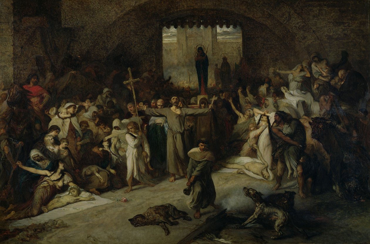 Tournai Vebası 1095, 1883 by Louis Gallait