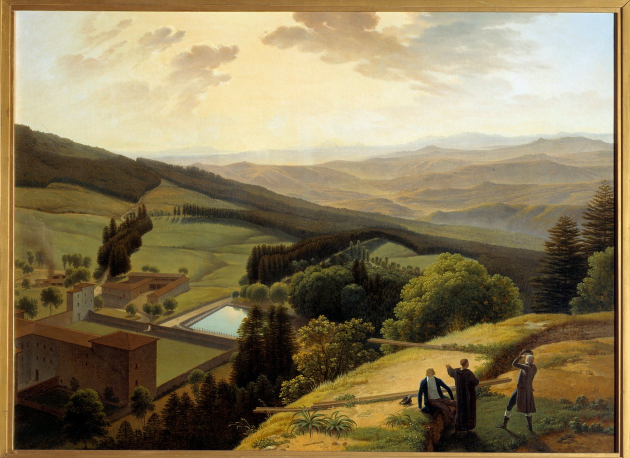 "" Paradisino "" yakınında, Vallombrosa manastırından görülen Arno vadisi by Louis Gauffier