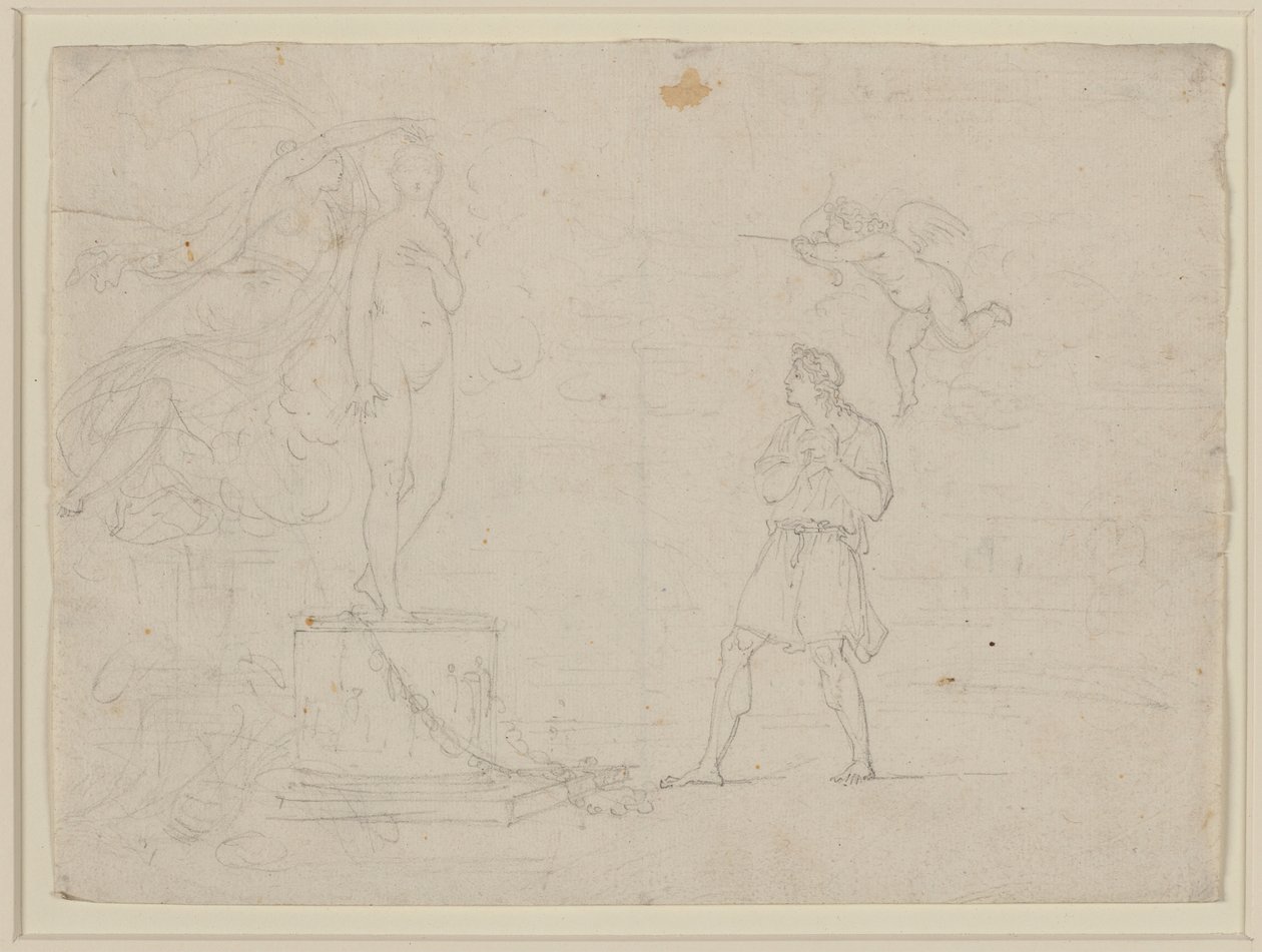 Study For Pygmalion And Galatea, c.1797 (kağıt üzerine tebeşir) by Louis Gauffier