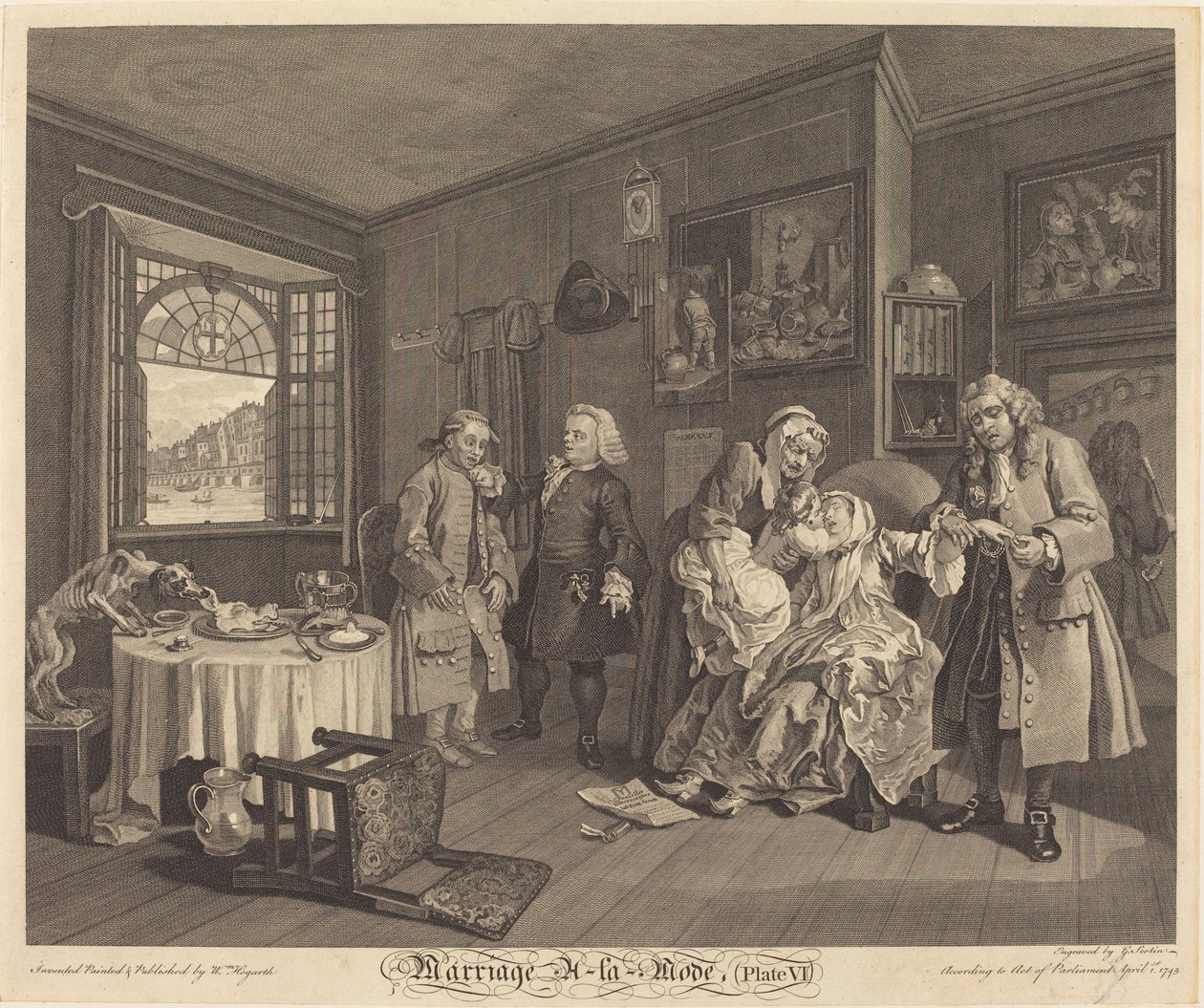 Bir Modda Evlilik: pl.6 by Louis Gerard Scotin after William Hogarth