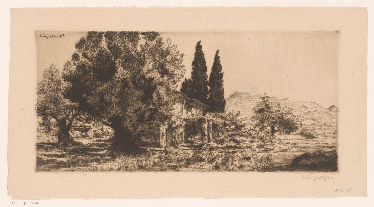 Gezicht op Les Lecques te Saint-Cyr-sur-Mer Les Lecques Haziran 1918 (nesne üzerine başlık) by Louis Godefroy (signed by artist)