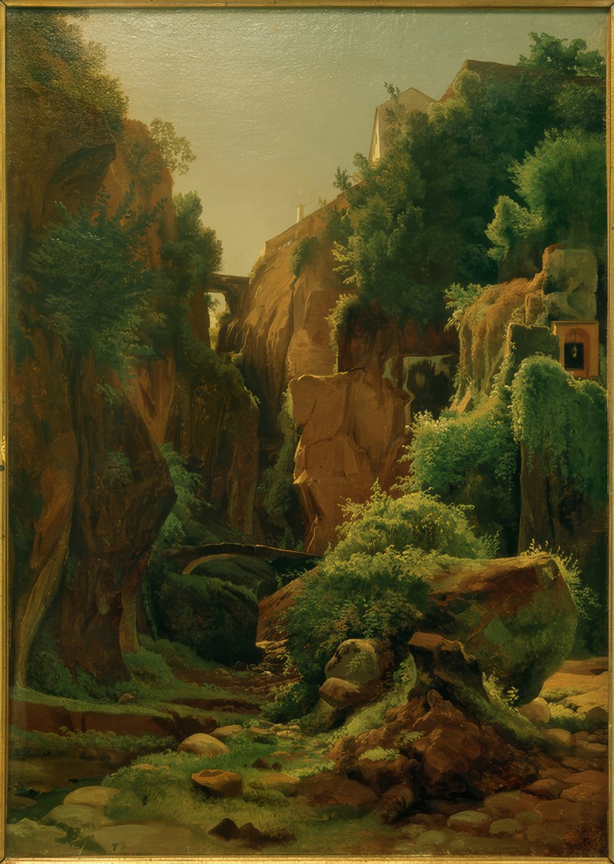 L. Gurlitt, Sorrento yakınlarındaki kayalık geçit by Louis Gurlitt
