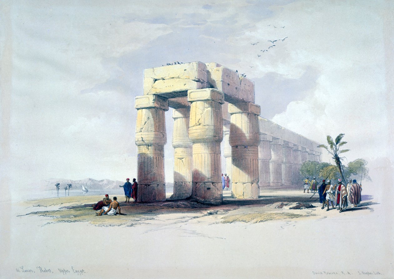 Luksor, Thebes, Yukarı Mısır, 19. yüzyıl by Louis Haghe