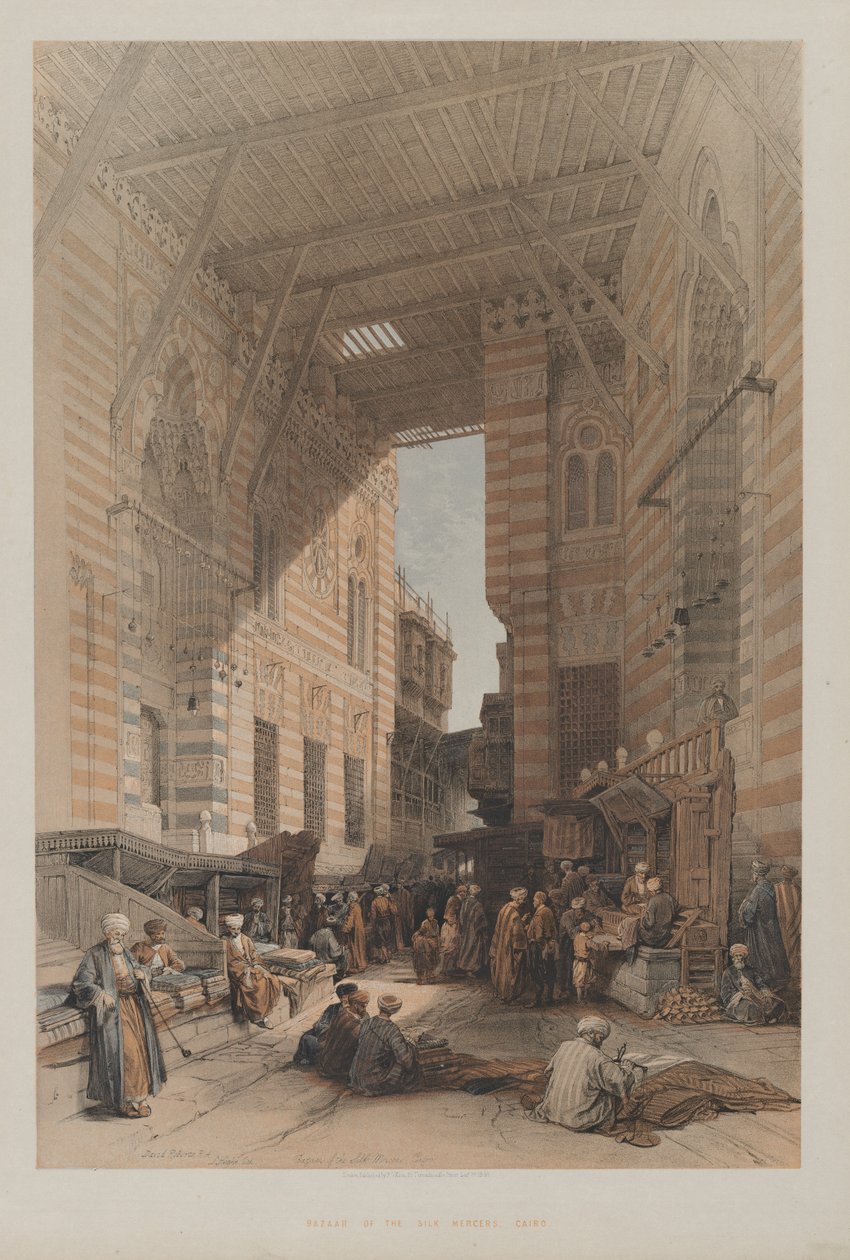 Mısır ve Nubia, Cilt III: İpek Mercers Pazarı, Kahire, 1848. by Louis Haghe