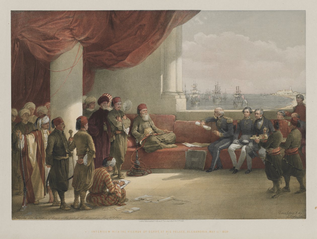 Mısır ve Nubia, Cilt III: Mısır Valisi ile röportaj, Sarayında, İskenderiye, 1848. by Louis Haghe
