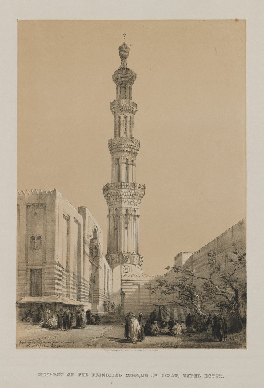 Mısır ve Nubia, Cilt III: Ana Cami Siout Minaresi, Yukarı Mısır by Louis Haghe