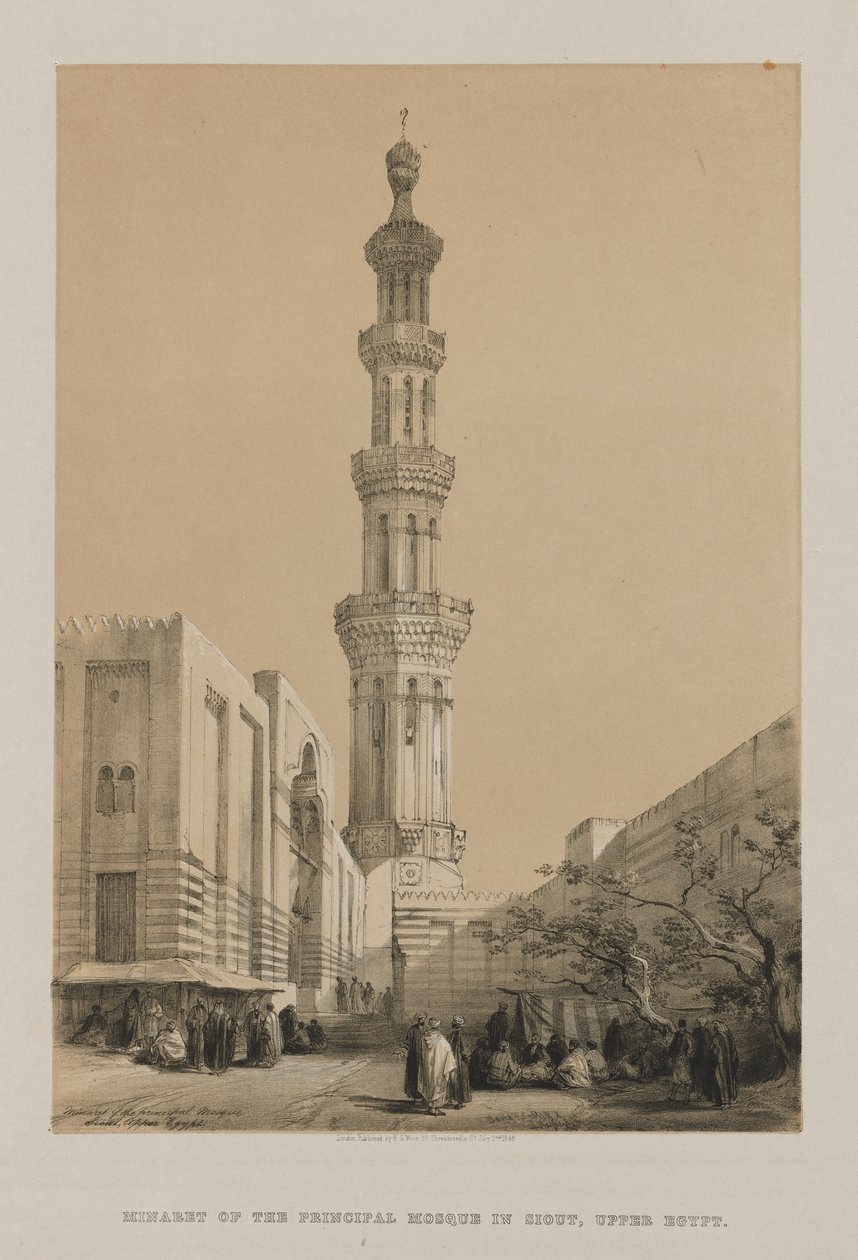 Mısır ve Nubia, Cilt III: Ana Cami Siout Minaresi, Yukarı Mısır, 1849. by Louis Haghe