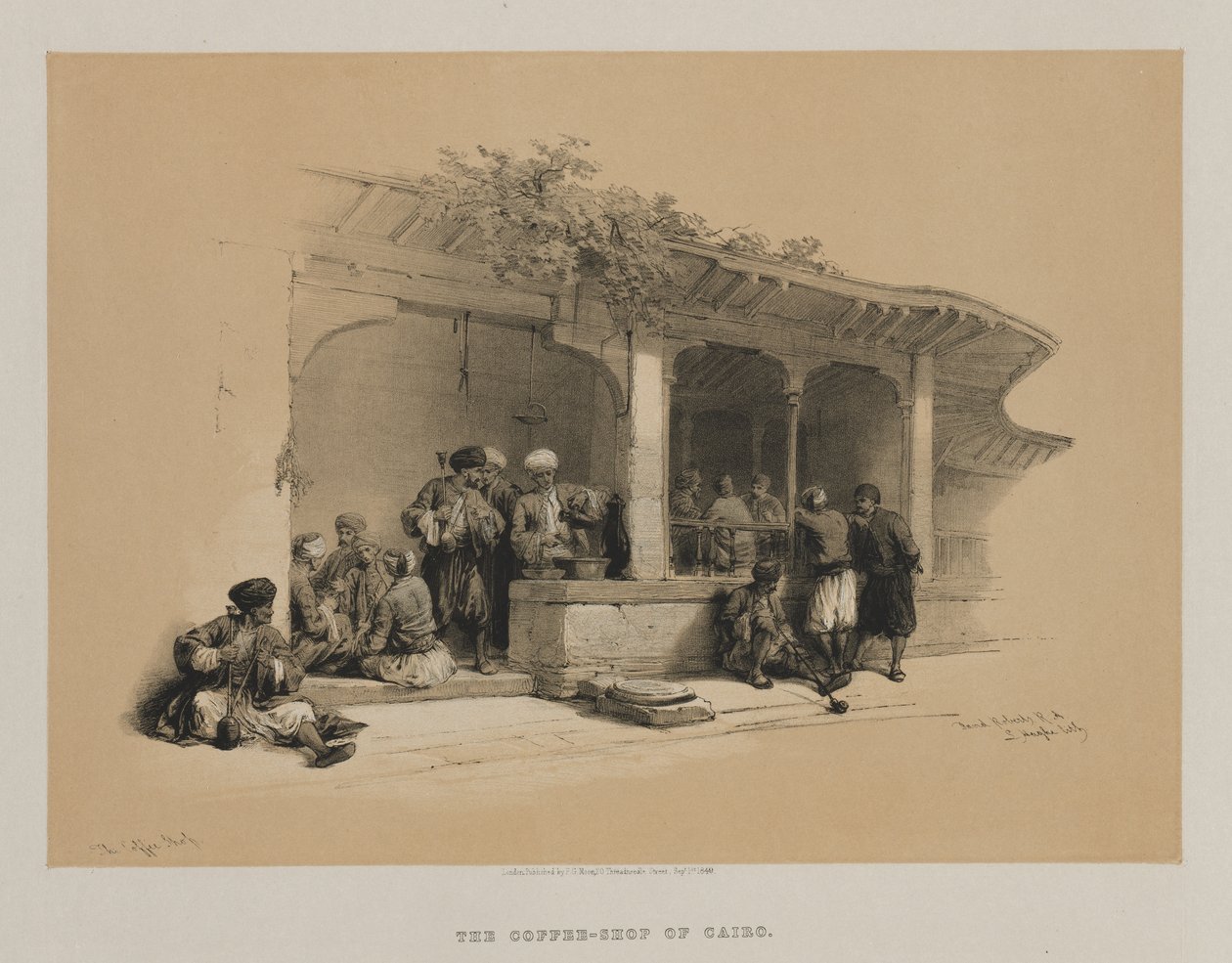 Mısır ve Nubia, Cilt III: Kahve Dükkanı, 1849. by Louis Haghe