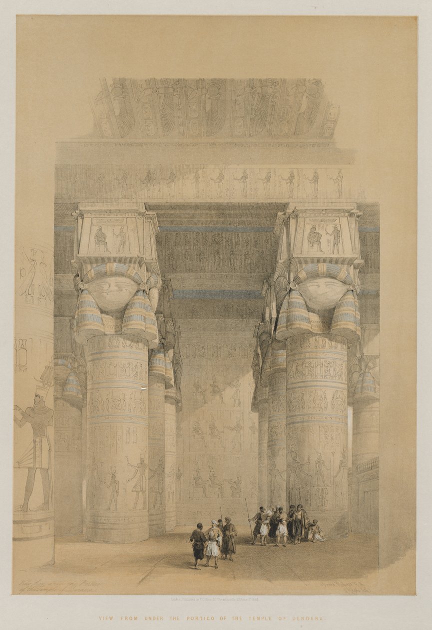 Mısır ve Nubia, Cilt II: Dendera Tapınağı Portikosunun Altından Görünüm, 1849. by Louis Haghe