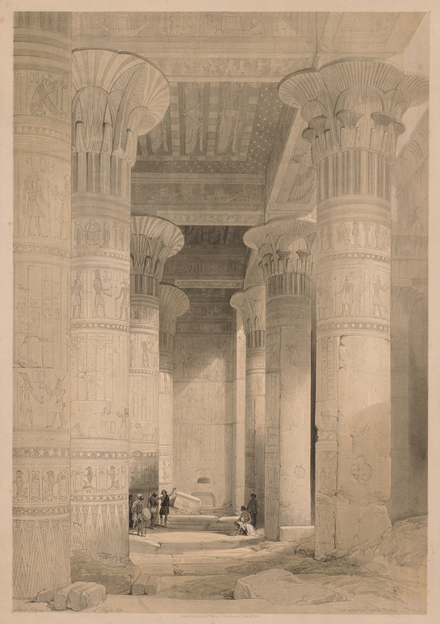 Mısır ve Nubia: Cilt I - Frontispiece, Grand Portico altından Görünüm, Philae, 1838. by Louis Haghe