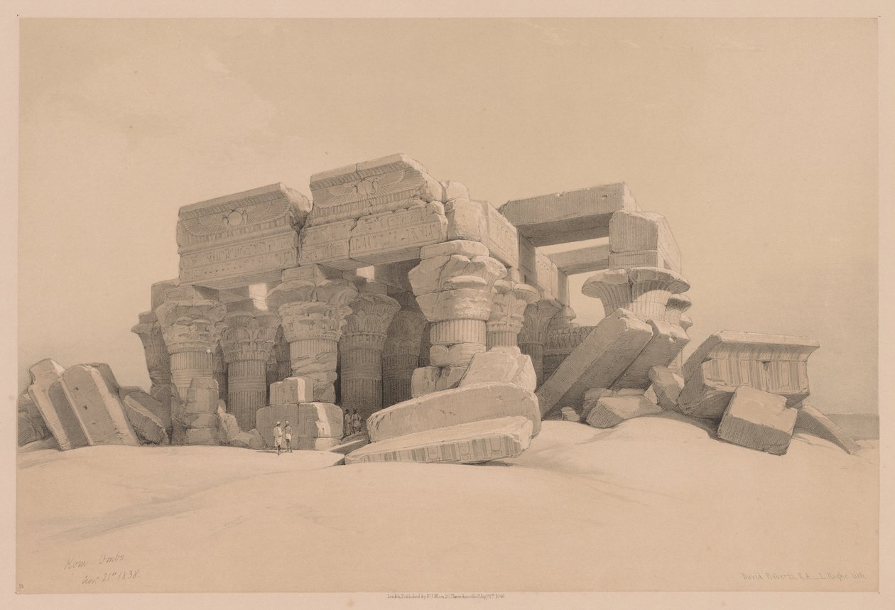 Mısır ve Nubia: Cilt I - No. 1, No. 2, Kom Ombo Tapınağı Portikosunun Kalıntıları by Louis Haghe