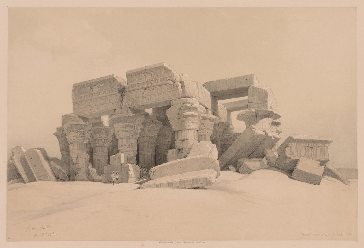 Mısır ve Nubia: Cilt I - No. 1, No. 2, Kom Ombo Tapınağı Portikosunun Kalıntıları, 1838. by Louis Haghe