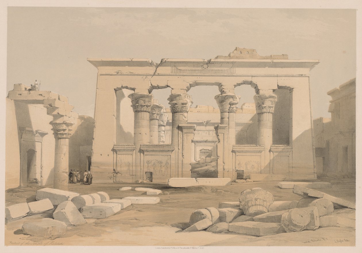 Mısır ve Nubia: Cilt I - No. 28, Kalabshi Tapınağı Portikosu, 1838. by Louis Haghe
