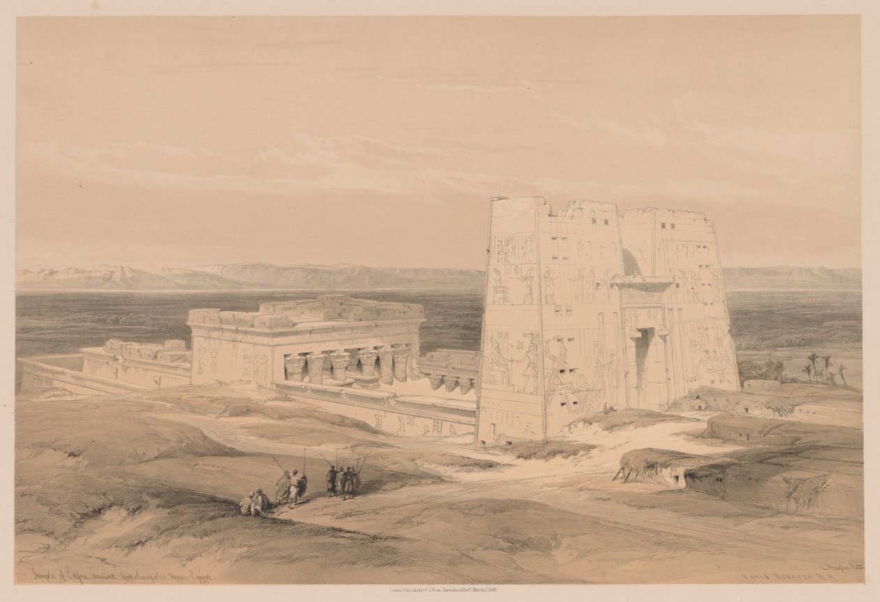 Mısır ve Nubia: Cilt I - No. 34, Edfou Tapınağı. Antik Appolinopolis, Yukarı Mısır, 1838. by Louis Haghe