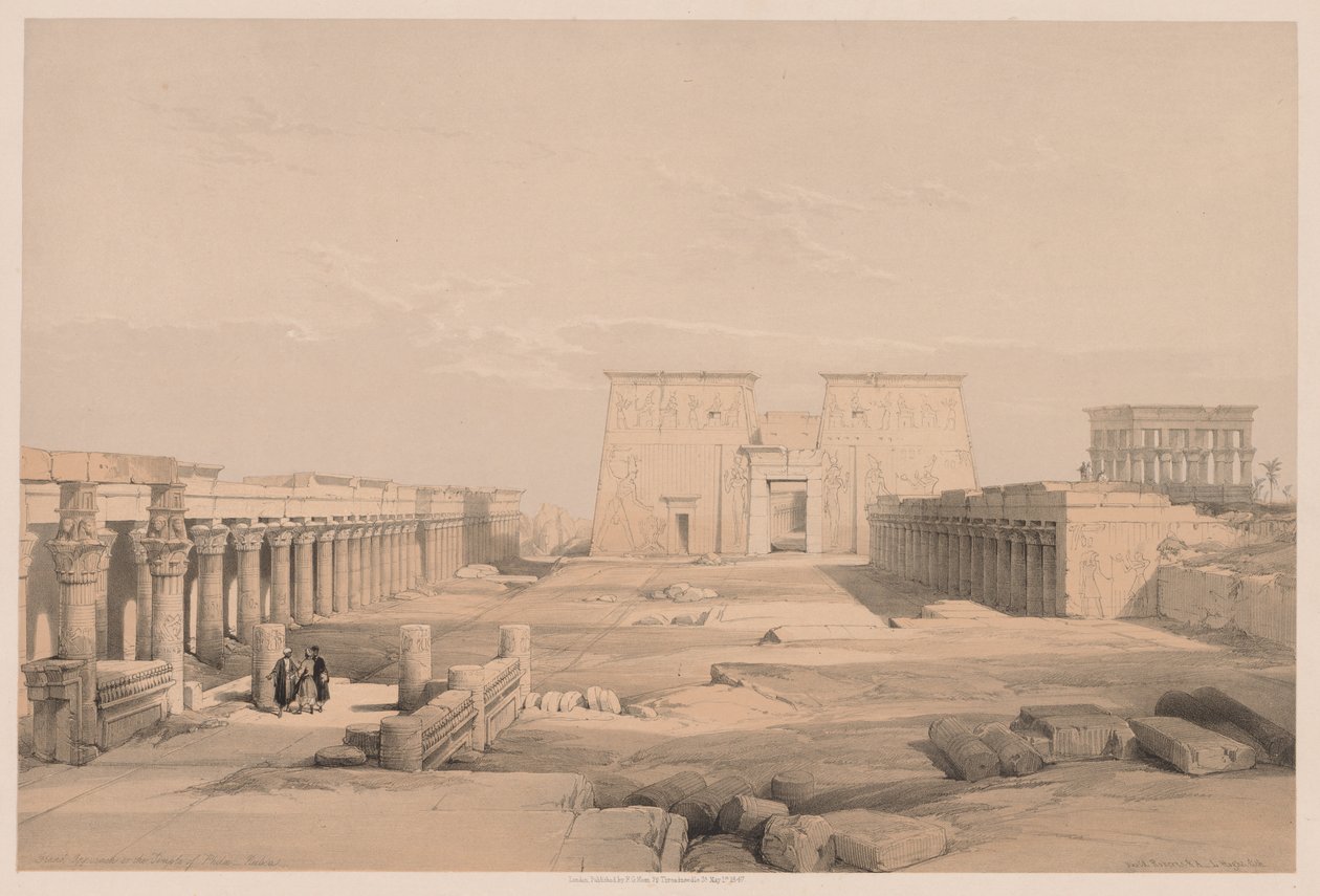 Mısır ve Nubia: Cilt I - No. 42, Nubia Philae Tapınağına Büyük Yaklaşım by Louis Haghe