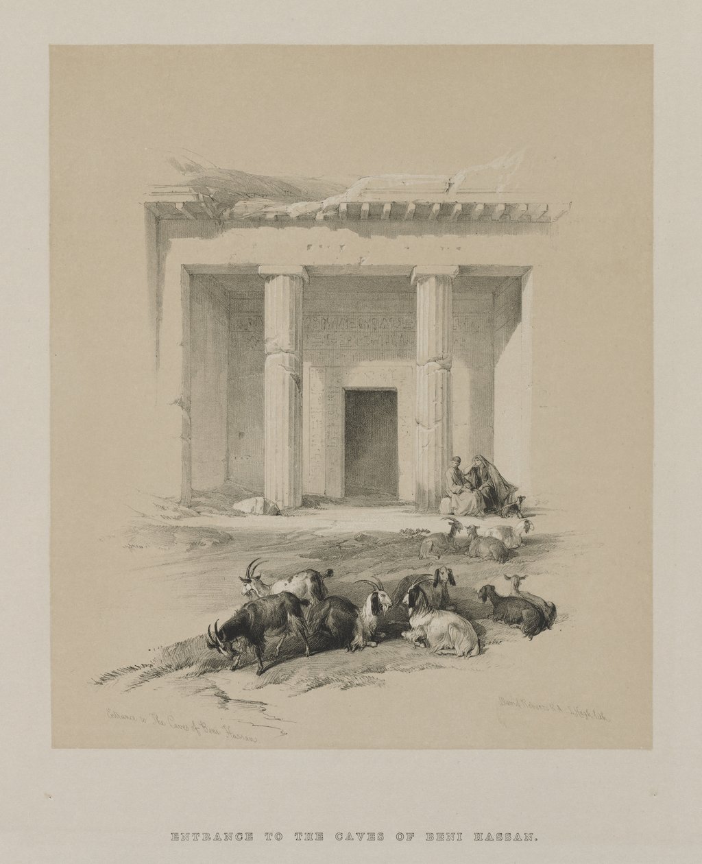 Mısır ve Nubia, Cilt I: Beni-Hasan Mağaralarına Giriş, 1847. by Louis Haghe