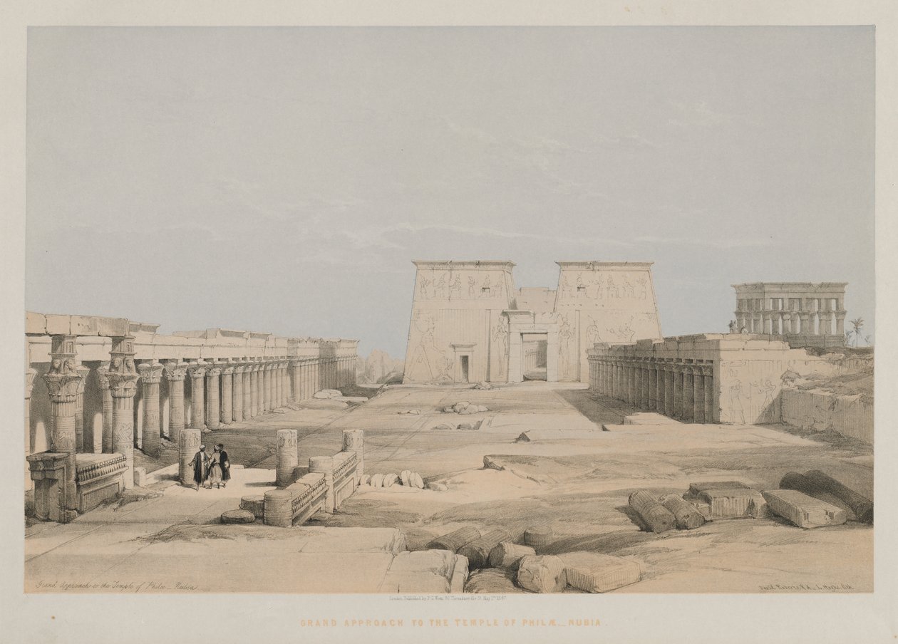 Mısır ve Nubia, Cilt I: Philae Tapınağına Büyük Yaklaşım, Nubia, 1847. by Louis Haghe