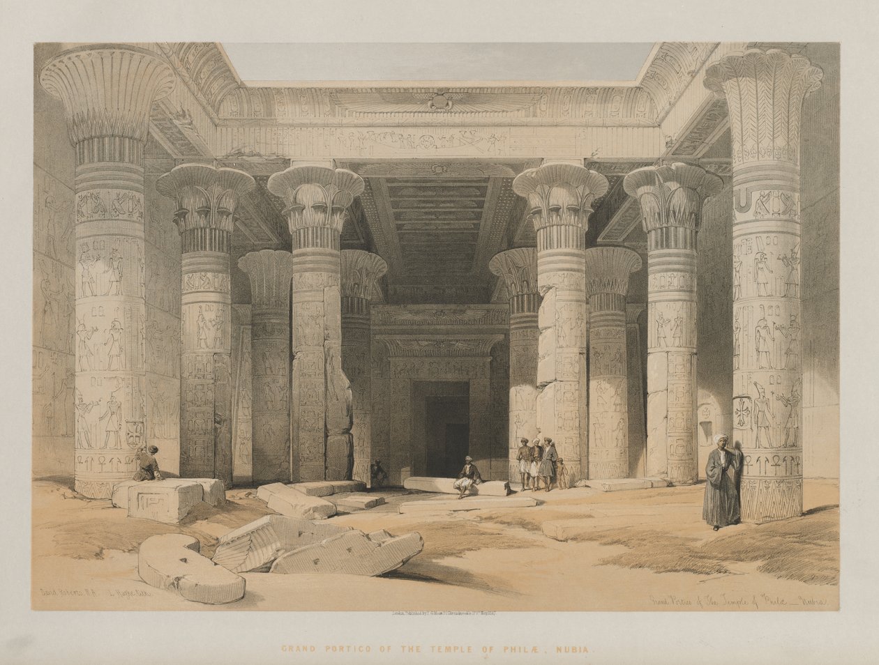 Mısır ve Nubia, Cilt I: Philae Tapınağı, Nubia Büyük Portiko by Louis Haghe
