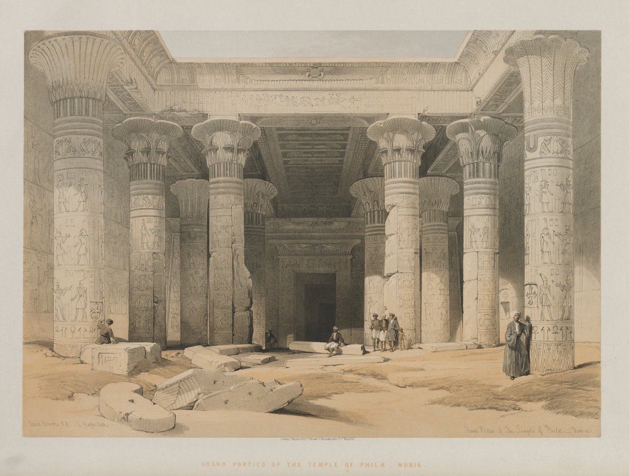 Mısır ve Nubia, Cilt I: Philae Tapınağı Büyük Portiko, Nubia, 1847. by Louis Haghe